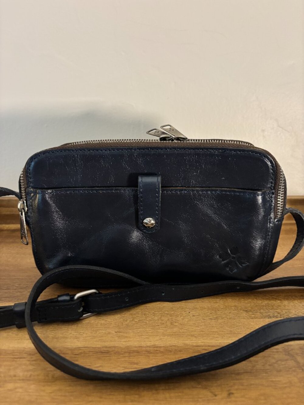 Patricia Nash Alessa Dark Navy Blue Leather Crossbody